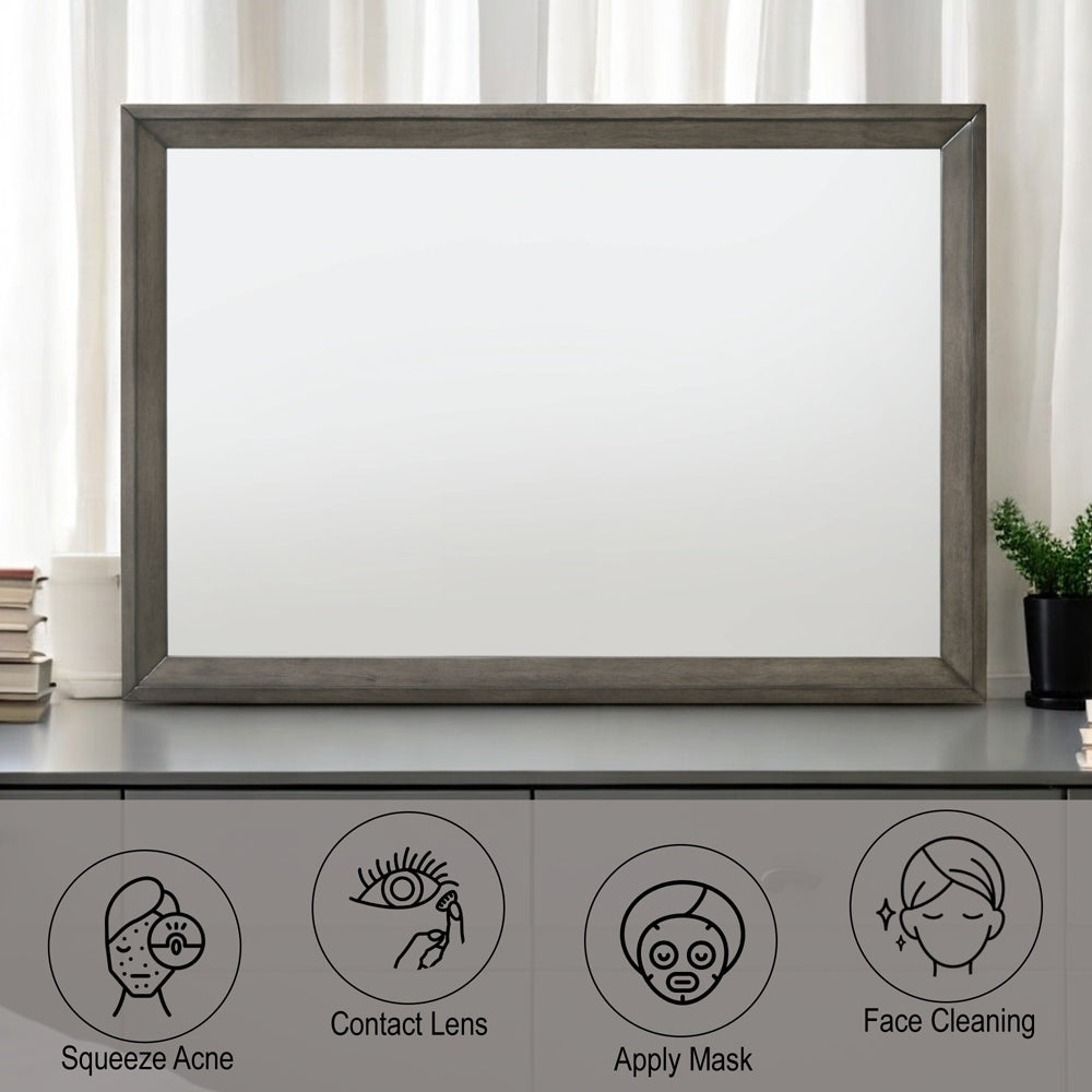 Escher Mirror in Gray Oak Finish - features