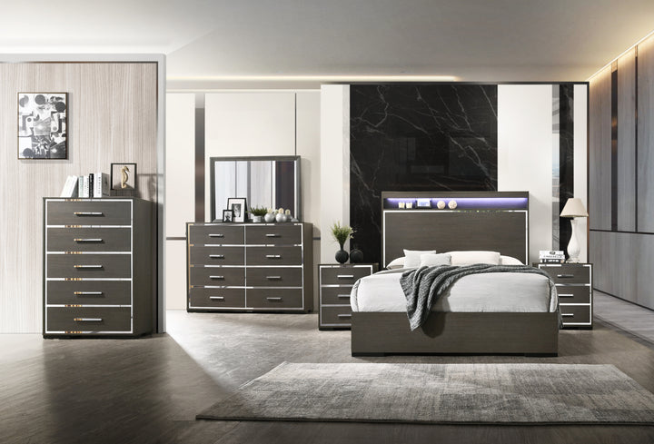 Escher Mirror in Gray Oak Finish - lifestyle