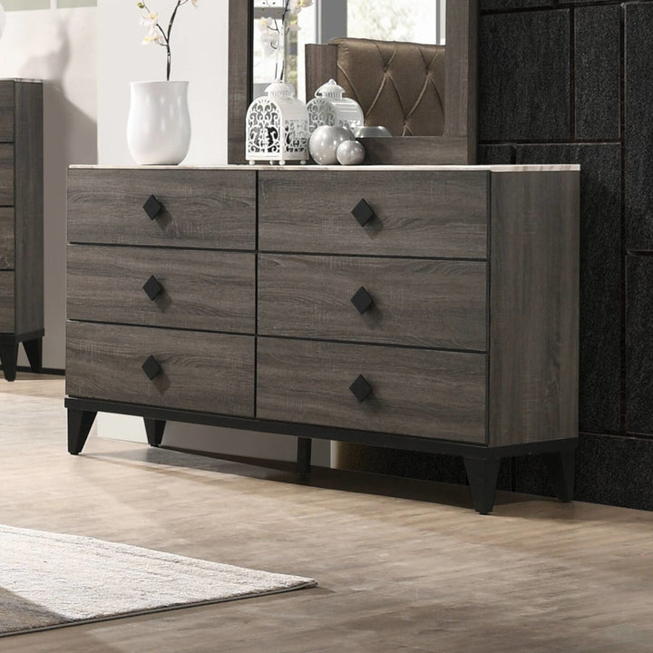 Avantika Dresser - Engineered Stone &amp; Rustic Gray Oak