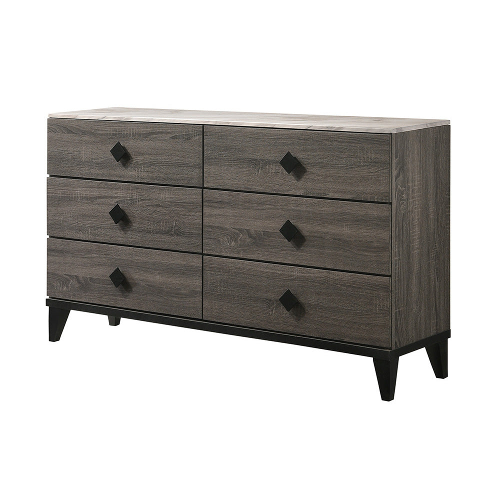 Avantika Dresser - Engineered Stone & Rustic Gray Oak