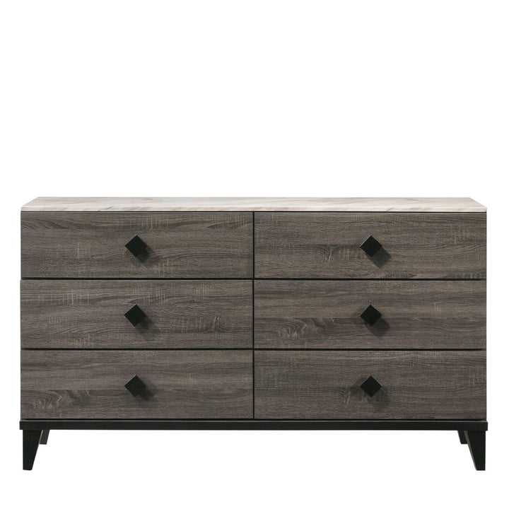 Avantika Dresser - Engineered Stone &amp; Rustic Gray Oak