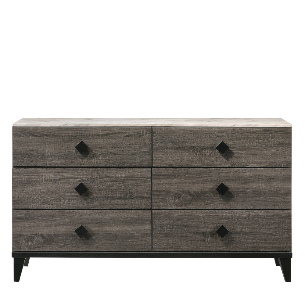 Avantika Dresser - Engineered Stone & Rustic Gray Oak
