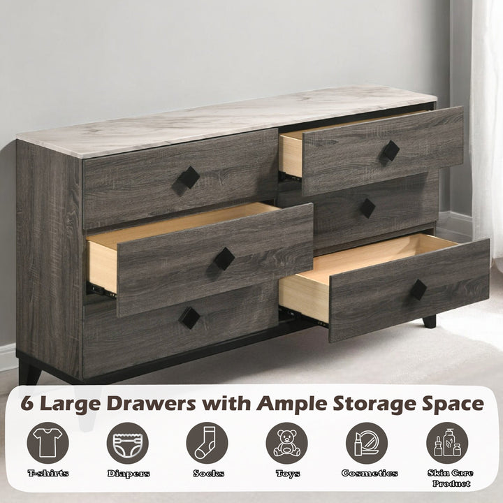 Avantika Dresser - Engineered Stone &amp; Rustic Gray Oak