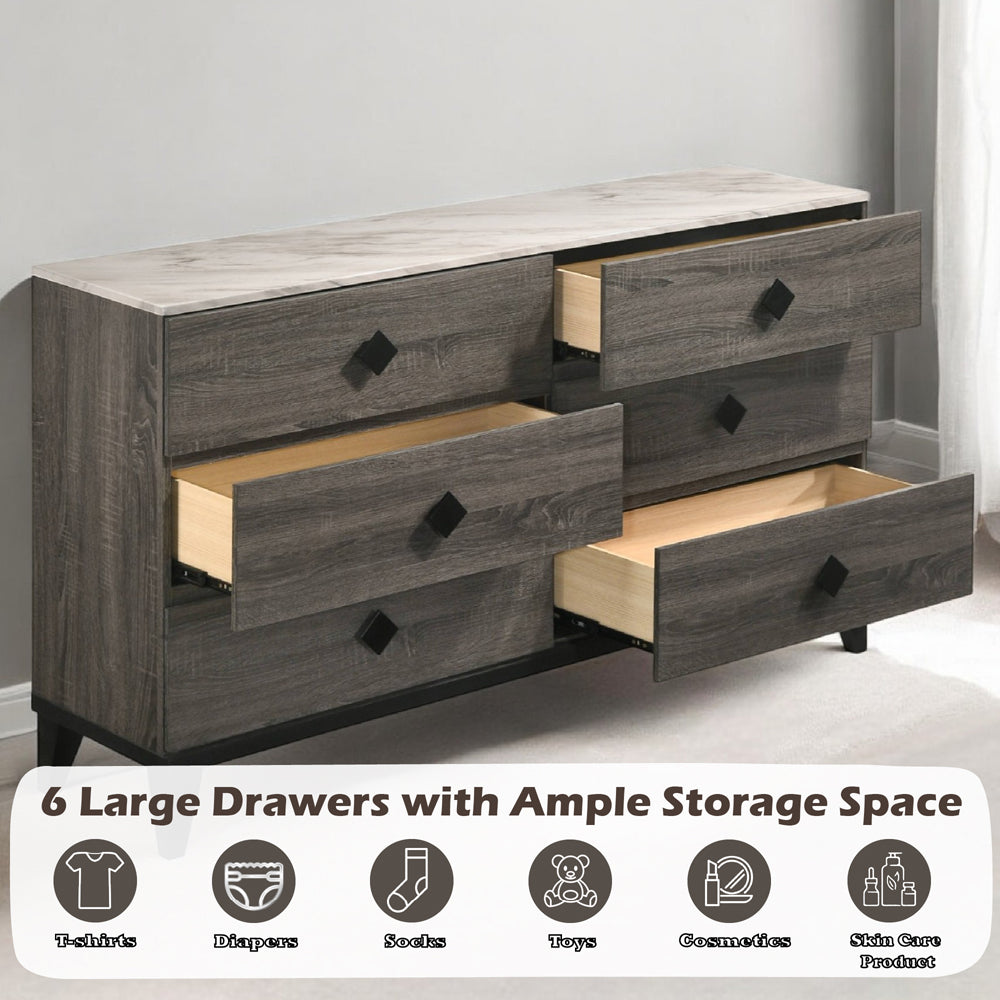 Avantika Dresser - Engineered Stone & Rustic Gray Oak