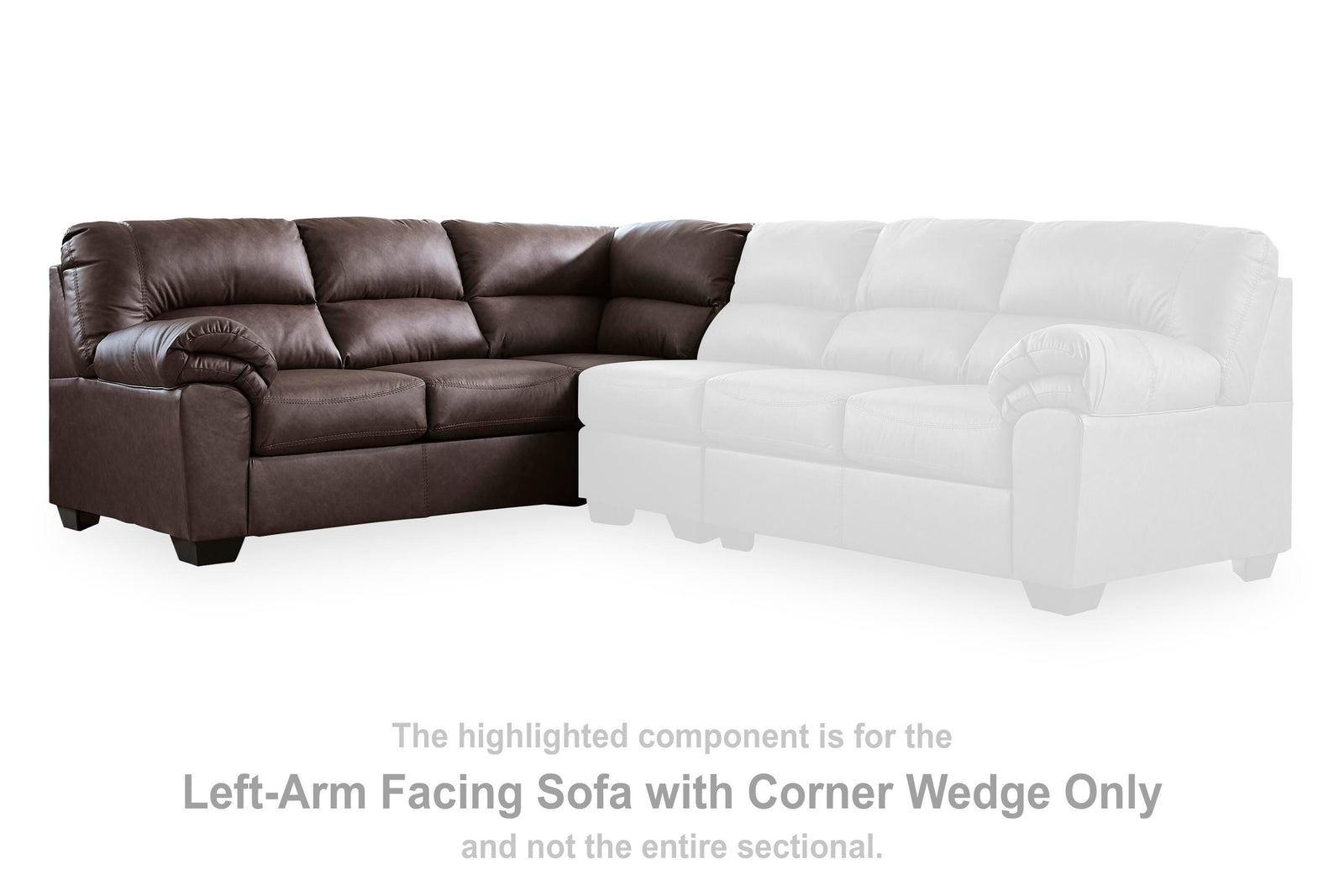 WillowBend Left-Arm Facing Sofa with Corner Wedge - Dark Brown (2)