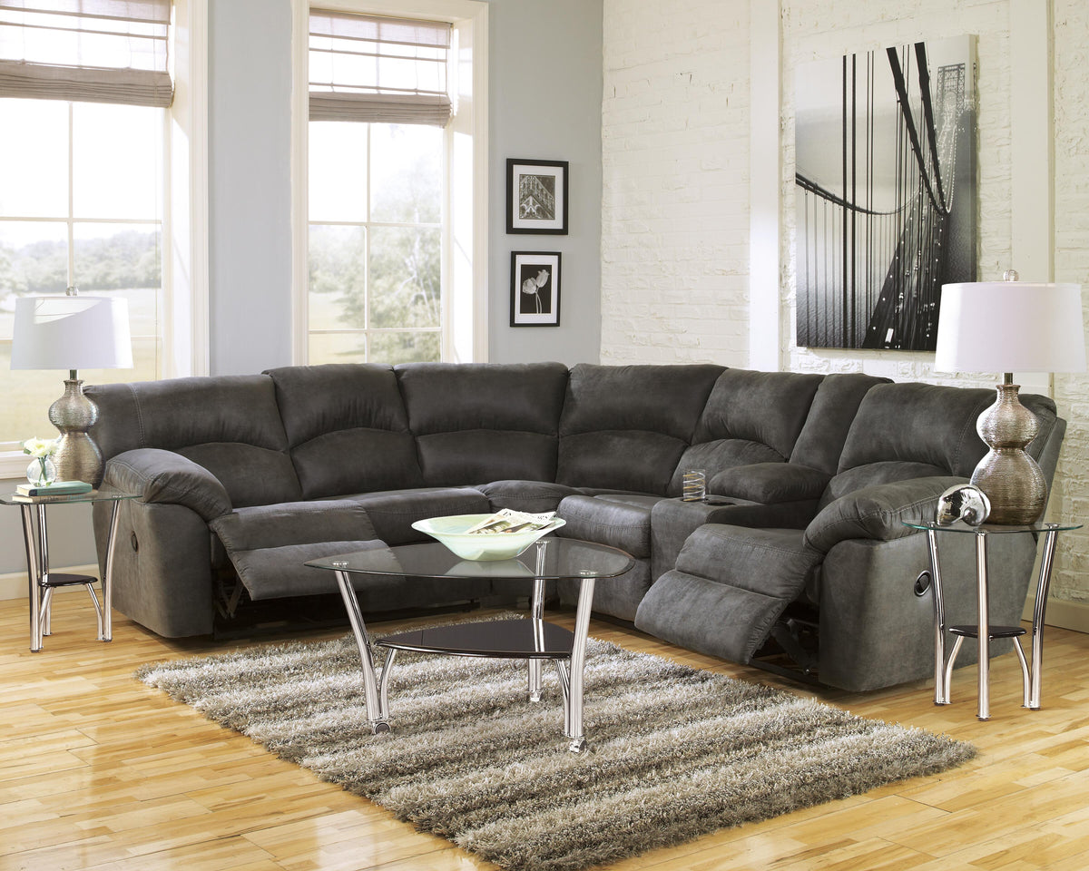 Tambo 2-Piece Reclining Sectional - Pewter (2)