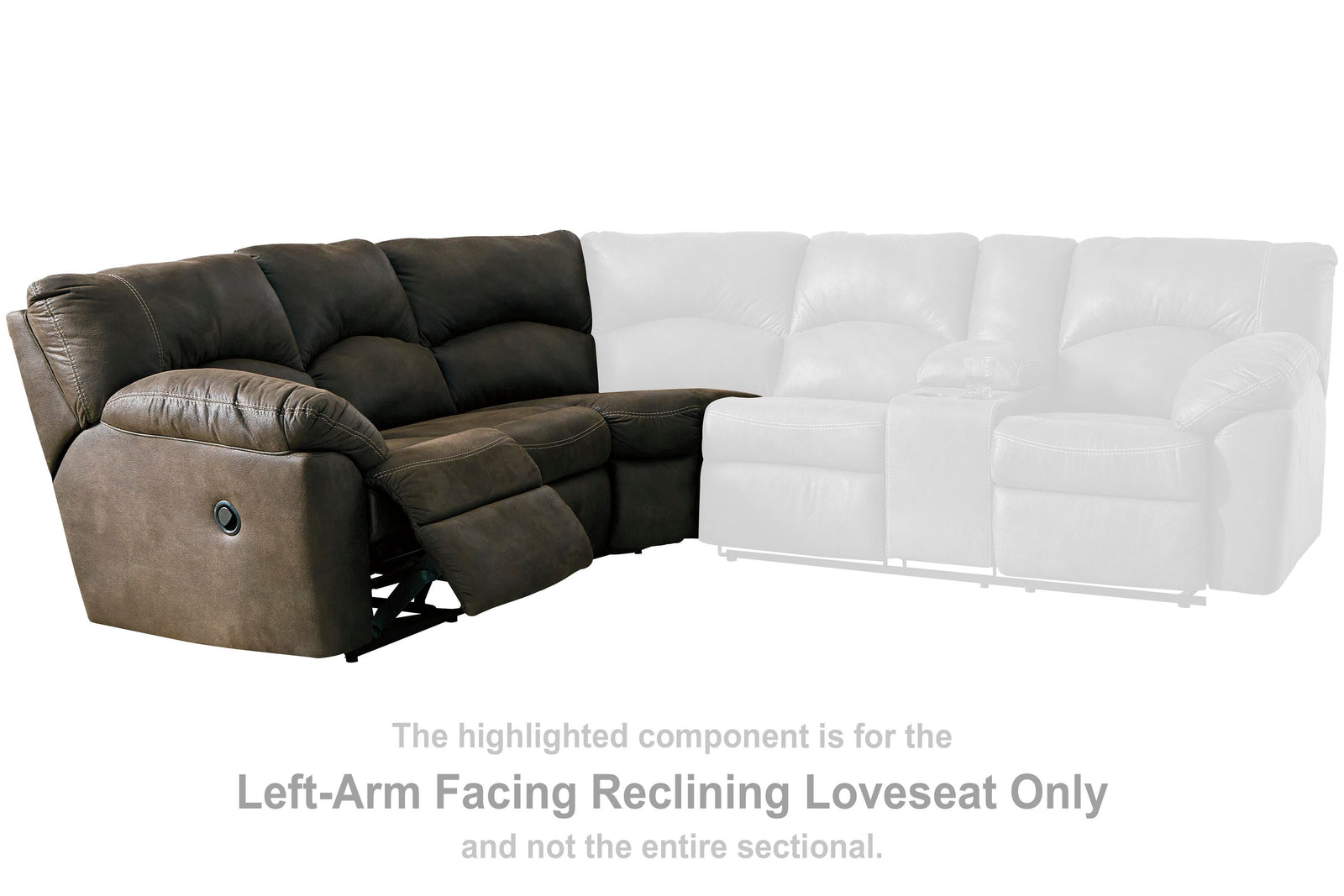 Tambo Left-Arm Facing Reclining Loveseat - Dark Brown (2)