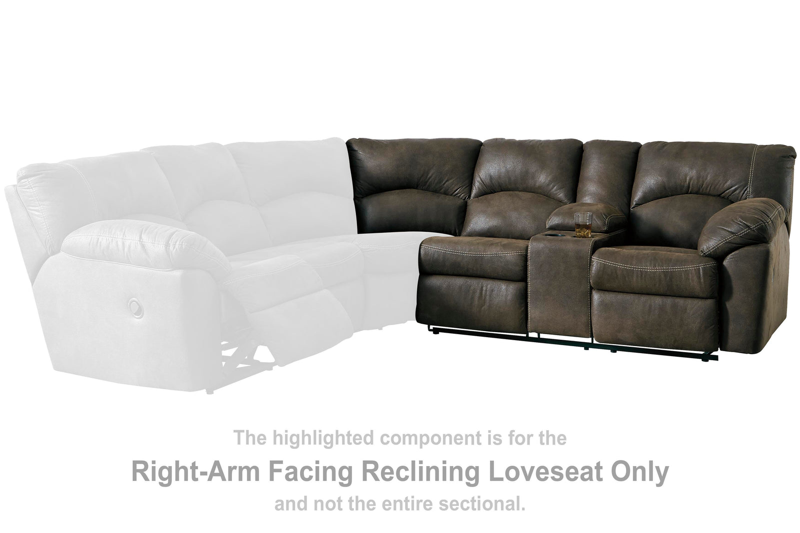 Tambo Right-Arm Facing Reclining Loveseat - Dark Brown (2)