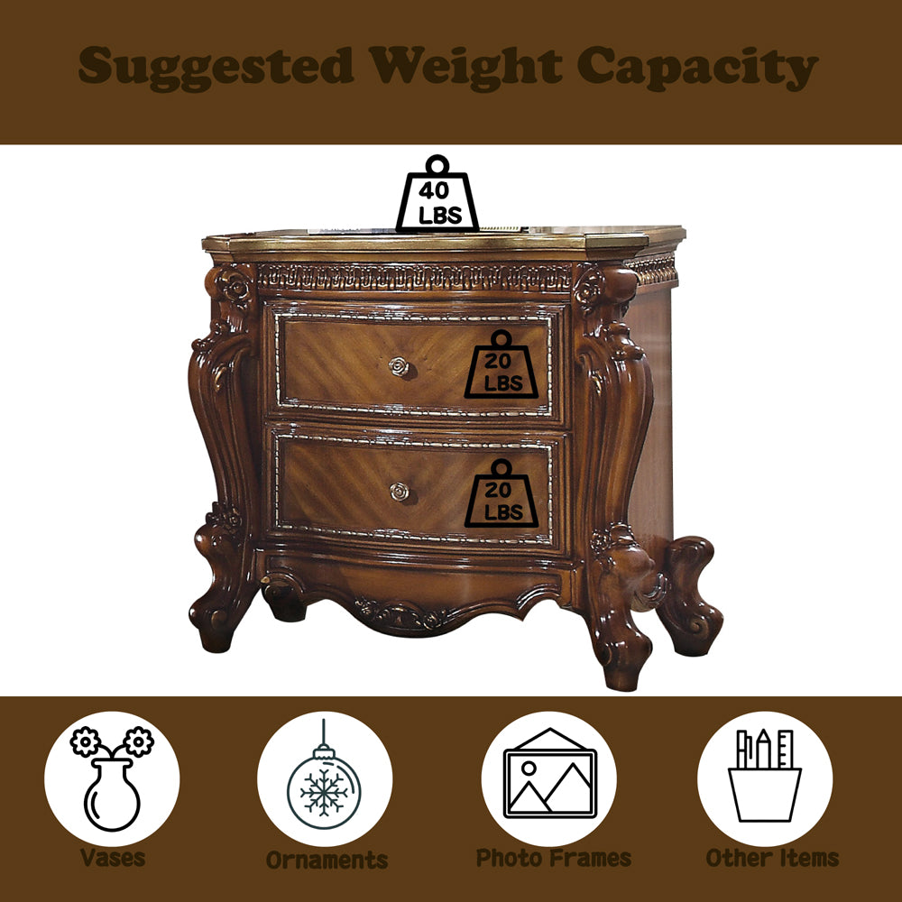 Picardy Nightstand in Honey Oak - features