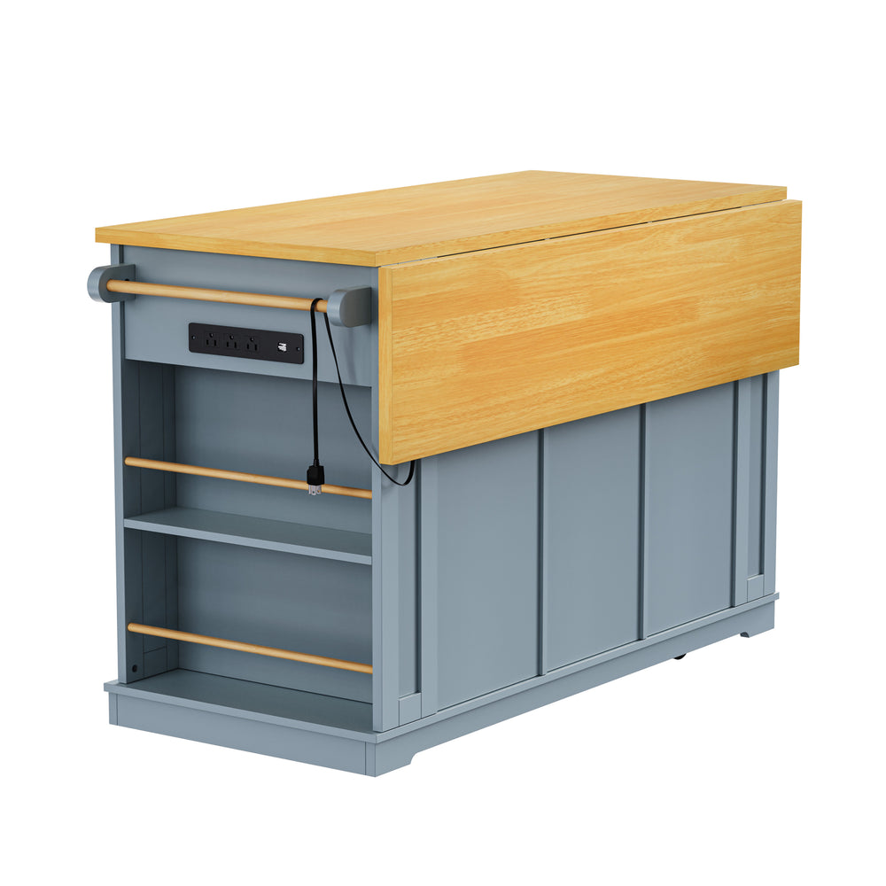 53-inch-blue-kitchen-island-cart-with-drop-leaf-and-power-outlet