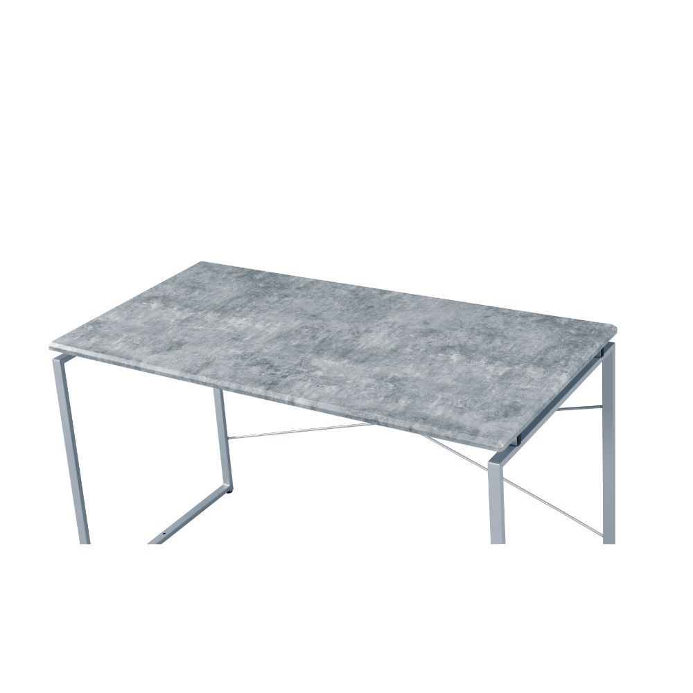 Jurgen - Writing Desk - Faux Concrete & Silver