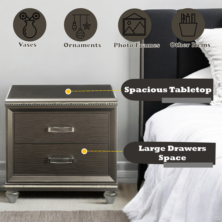 Sadie Nightstand in Dark Champagne - features