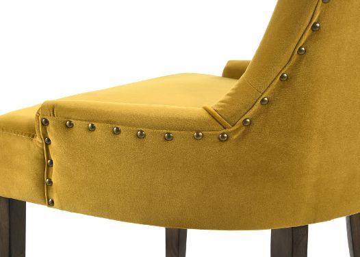 Farren - Side Chair Set of 2) - Yellow Velvet & Espresso