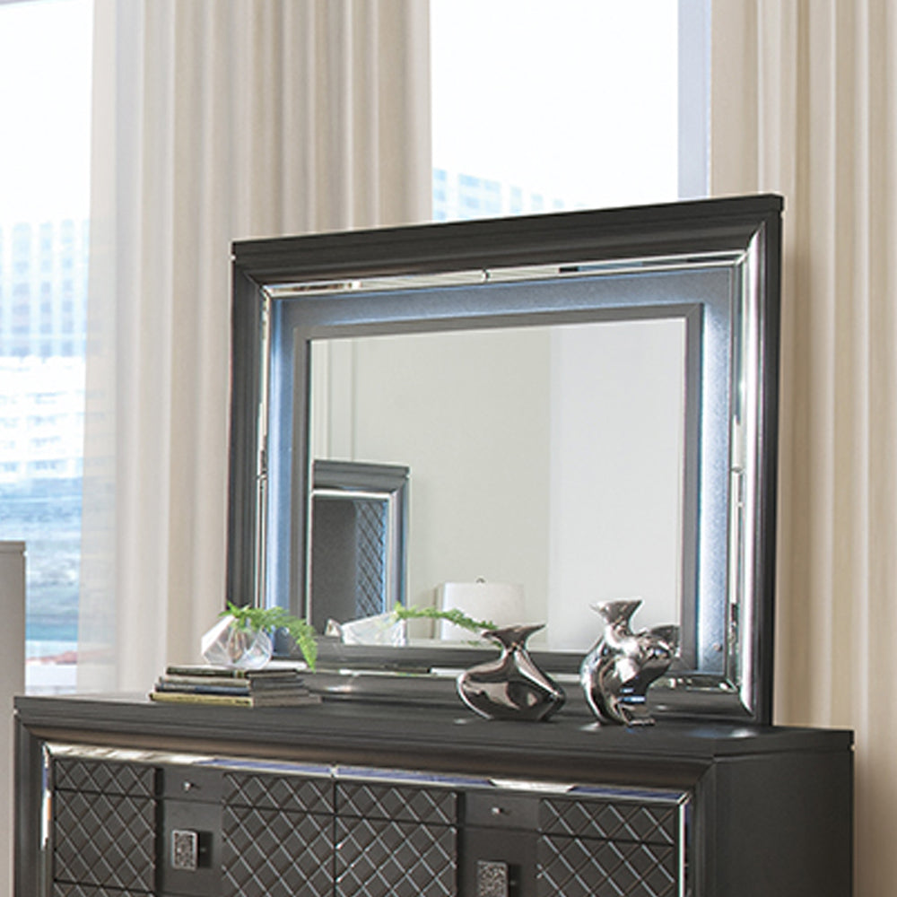 Sawyer Mirror with Led in Metallic Gray