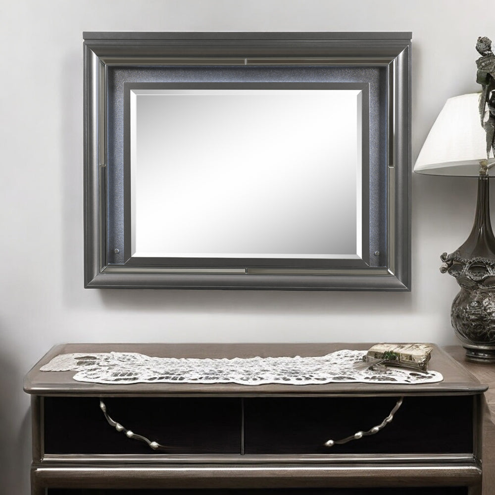 Sawyer Mirror with Led in Metallic Gray
