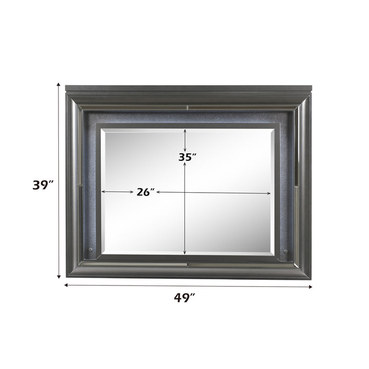 Sawyer Mirror with Led in Metallic Gray - dimensions