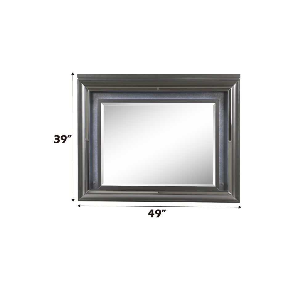 Sawyer Mirror with Led in Metallic Gray - dimensions