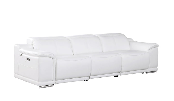DivanItalia 9762 3-Piece Modular Power Reclining Sofa with 3 Power Recliners in Top Grain Italian Leather - White