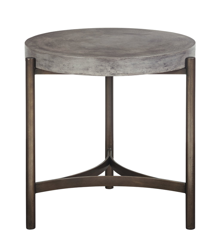 Modus Furniture A89422 Lyon Round Natural Concrete And Metal Side Table