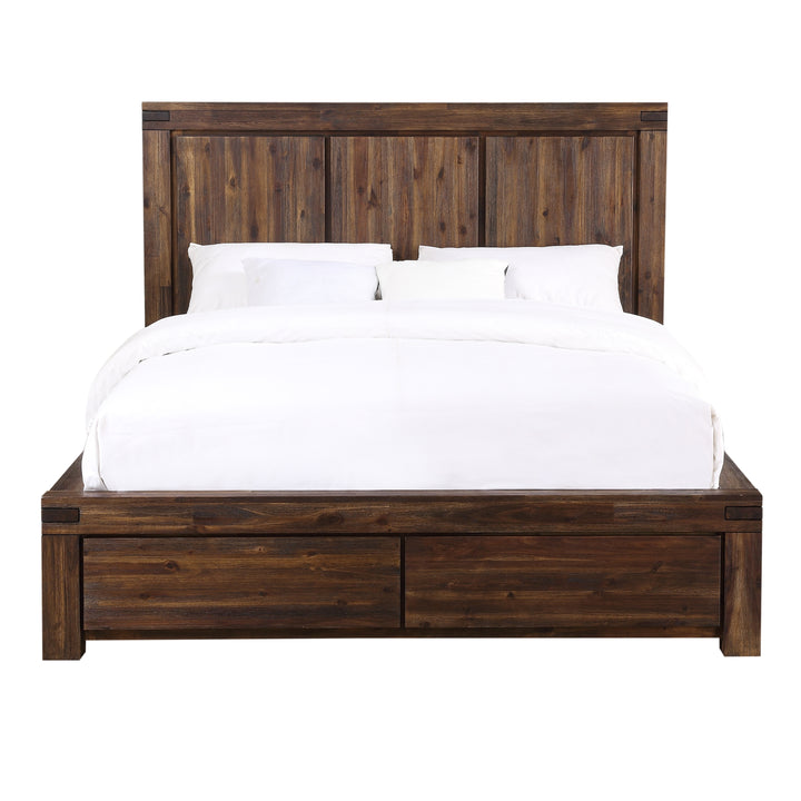 Modus Furniture 3F41D4 Meadow Solid Wood Footboard Storage Bed In Brick Brown