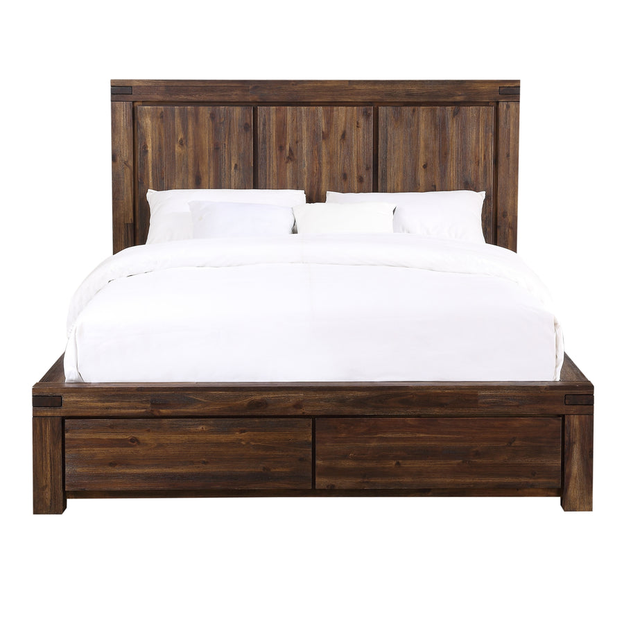 Modus Furniture 3F41D6 Meadow Solid Wood Footboard Storage Bed In Brick Brown