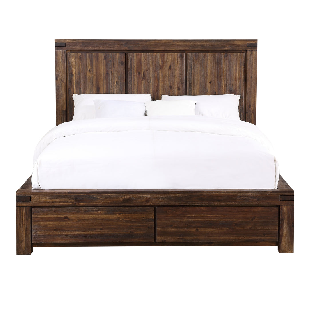 Modus Furniture 3F41D7 Meadow Solid Wood Footboard Storage Bed In Brick Brown