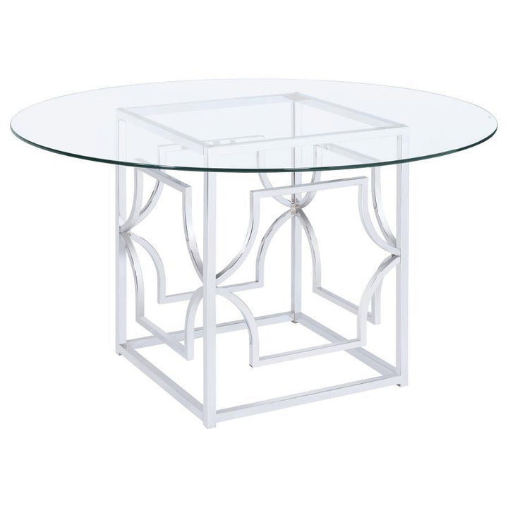 Coaster Furniture Starlight - Round Glass Top Metal Dining Table - Chrome