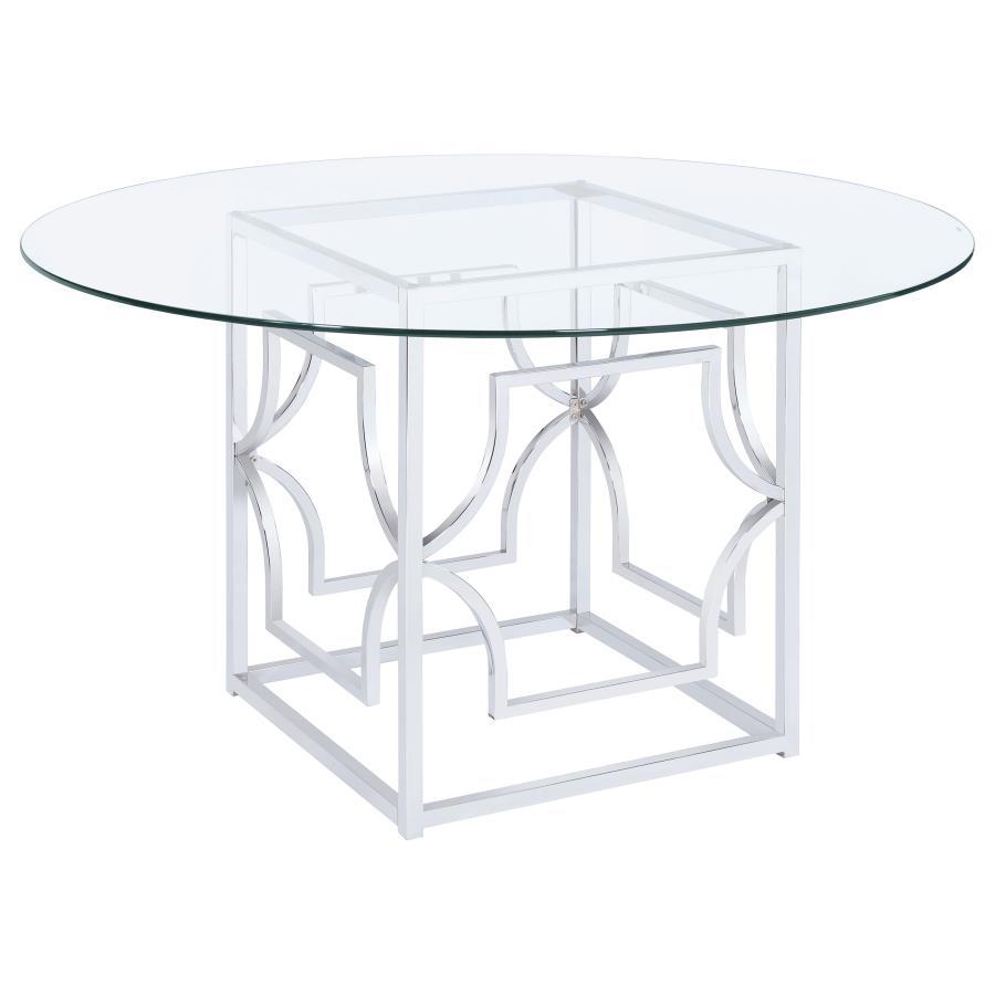Coaster Furniture Starlight - Round Glass Top Metal Dining Table - Chrome