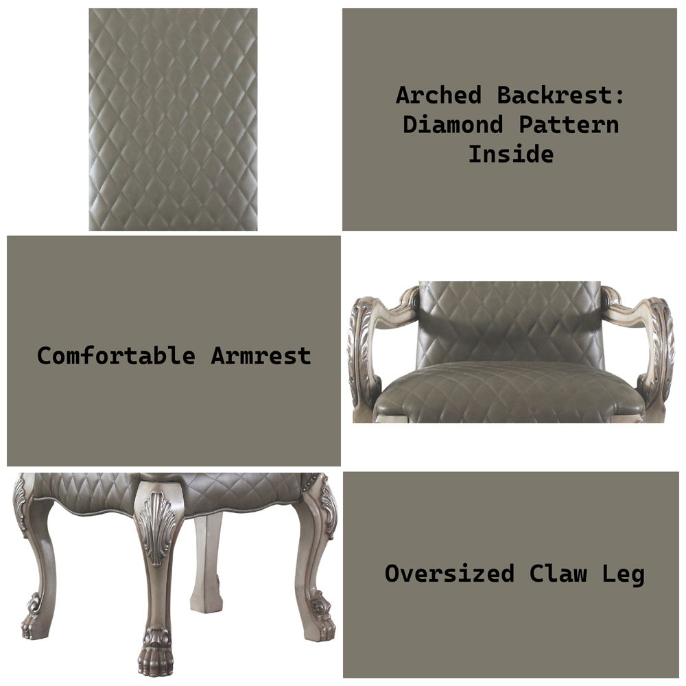 Dresden - Arm Chair Set of 2) - Synthetic Leather &Vintage Bone White