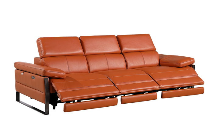 DivanItalia 1246 Modular Power Triple Reclining Sofa with Power Reclining Headrests – Top Grain Italian Leather - Camel