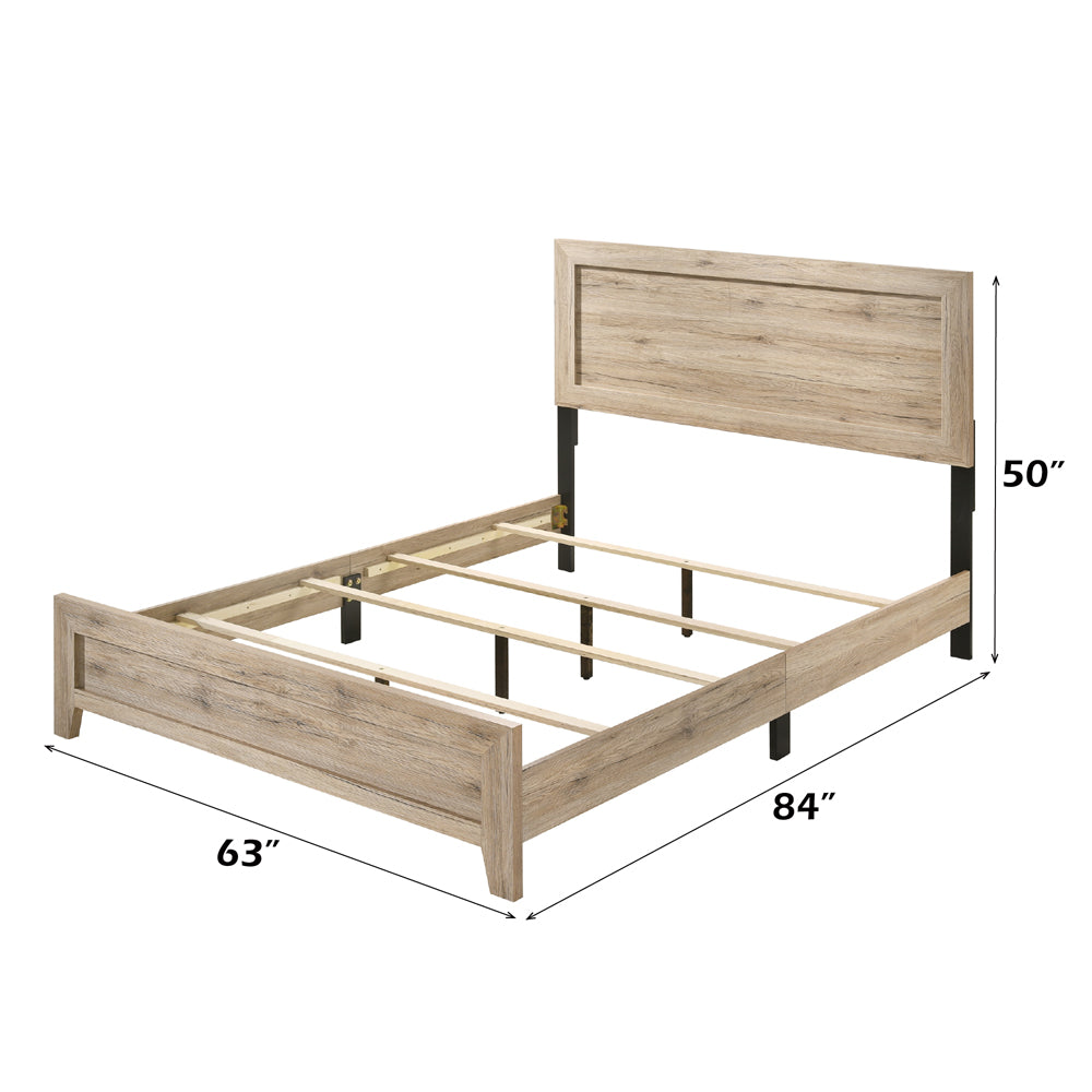 Miquell Queen Bed in Natural - dimensions