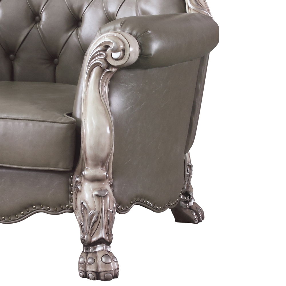 Dresden - Synthetic Leather Chair With Pillow - Vintage Bone White