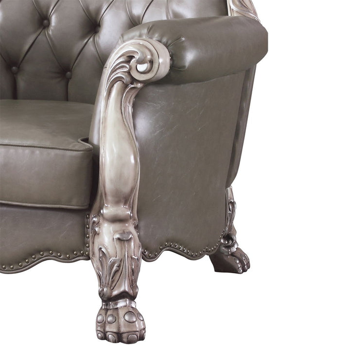Dresden - Synthetic Leather Chair With Pillow - Vintage Bone White
