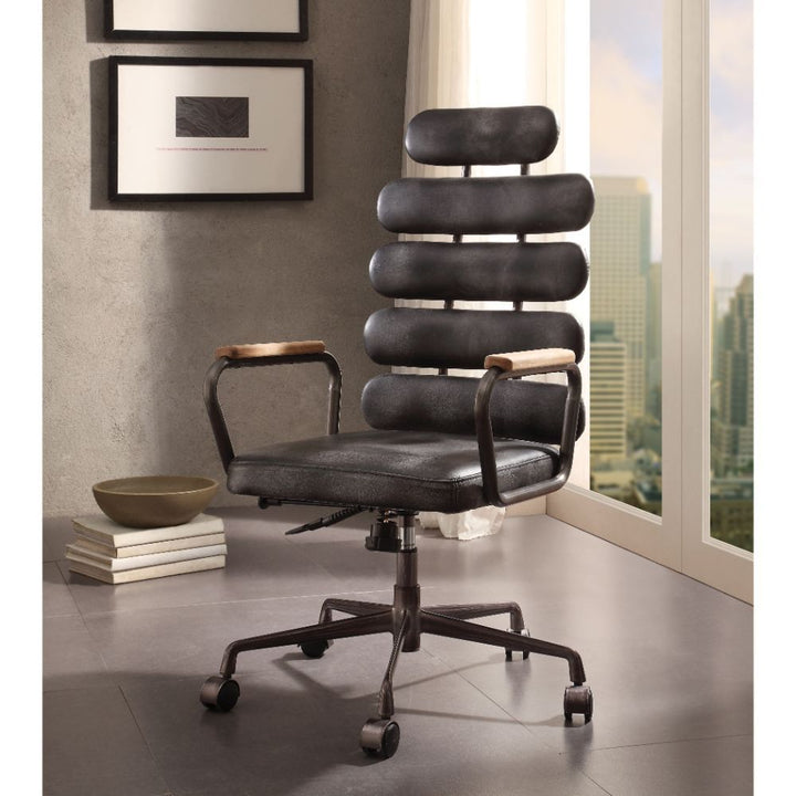 Calan - Office Chair - Vintage Black Top Grain Leather