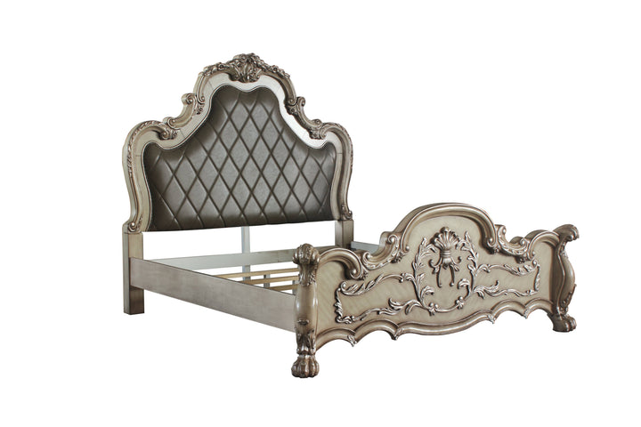 Dresden CK Bed in Leatherette &amp; Vintage Bone White