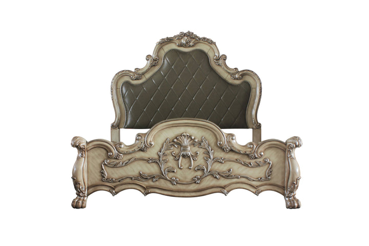 Dresden CK Bed in Leatherette &amp; Vintage Bone White