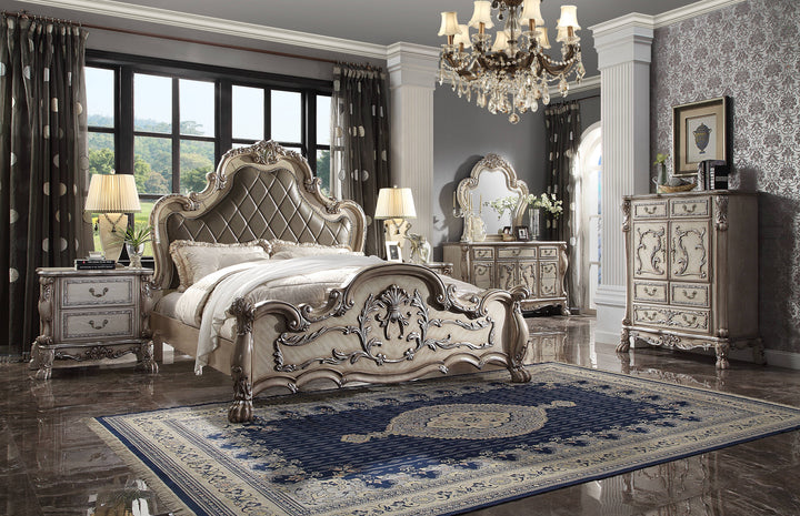 Dresden CK Bed in Leatherette &amp; Vintage Bone White