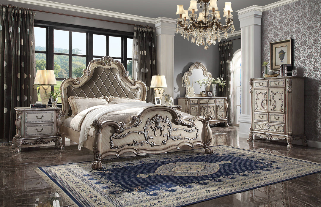 Dresden CK Bed in Leatherette & Vintage Bone White