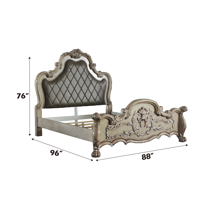 Dresden CK Bed in Leatherette &amp; Vintage Bone White - dimensions