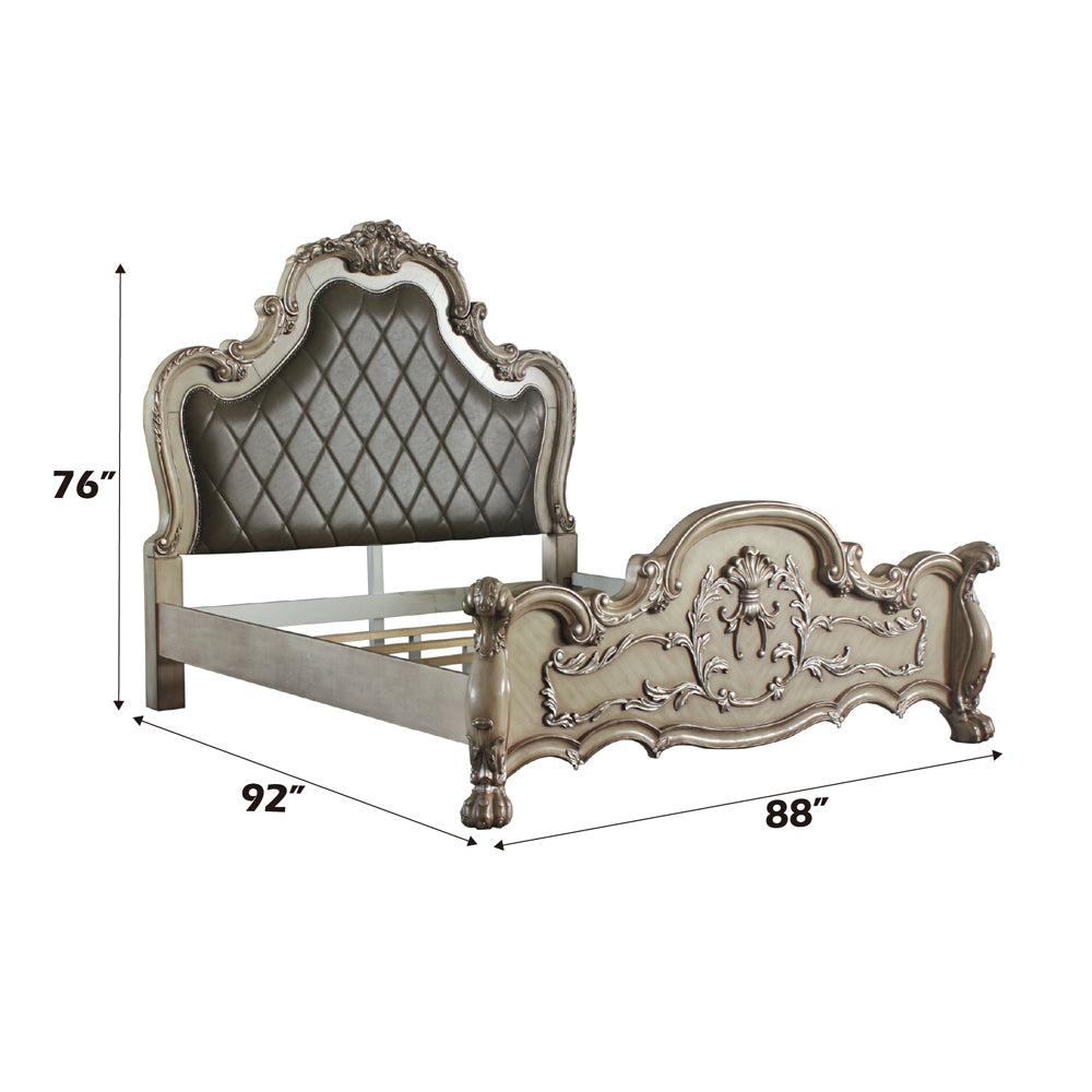 Dresden EK Bed in Leatherette & Vintage Bone White - dimensions