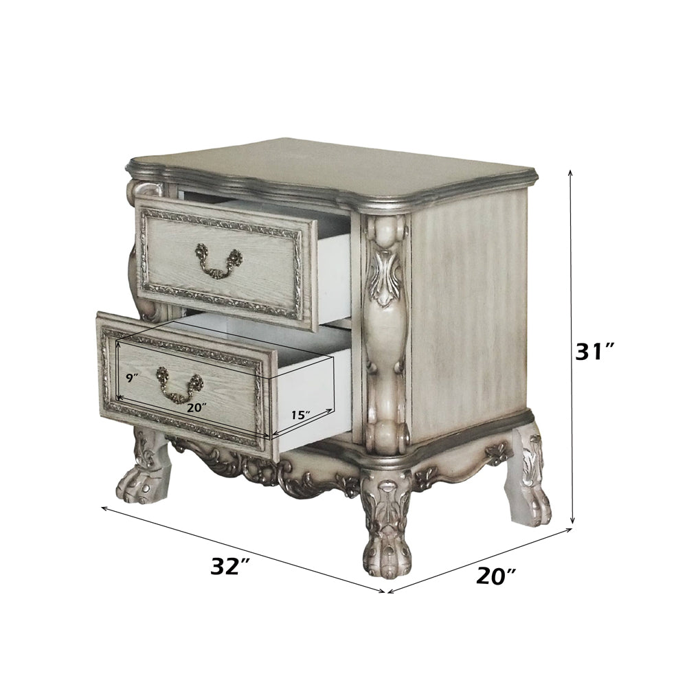 Dresden Nightstand in Vintage Bone White - dimensions