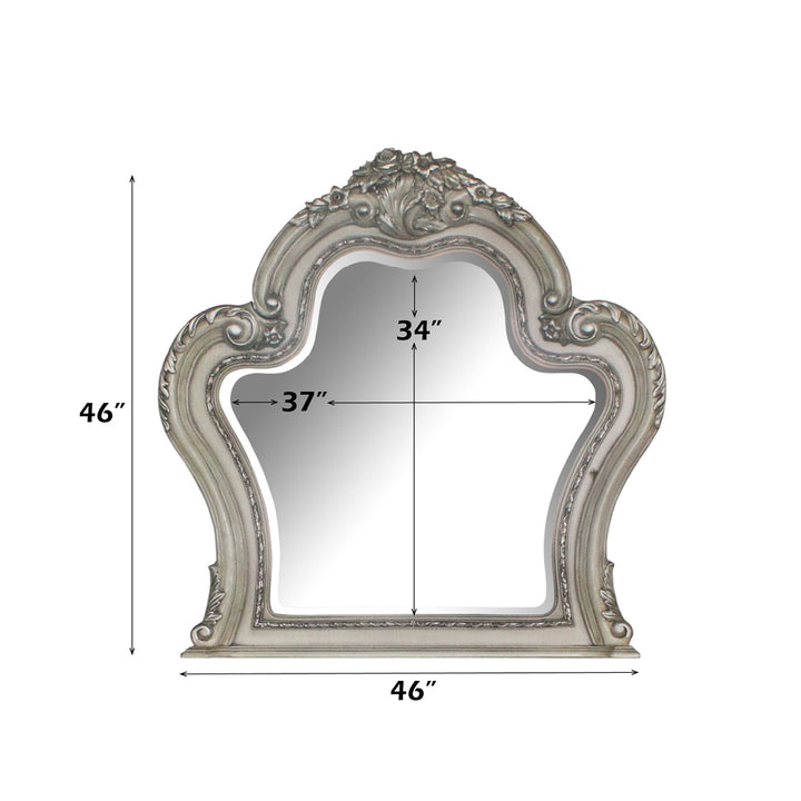 Dresden Mirror in Vintage Bone White - dimensions
