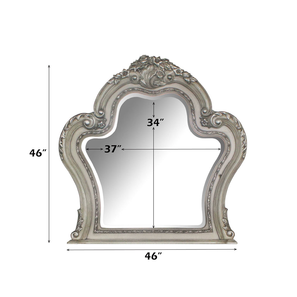 Dresden Mirror in Vintage Bone White - dimensions