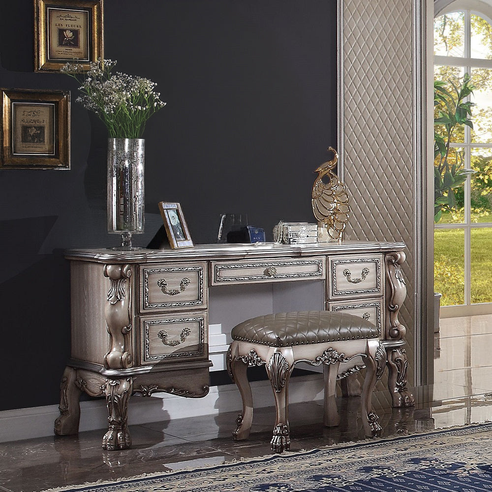 Dresden Vanity Desk in Vintage Bone White
