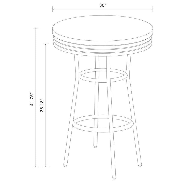 Retro - 3 Piece Round 1950s Bistro Pub Bar Table Set - Black