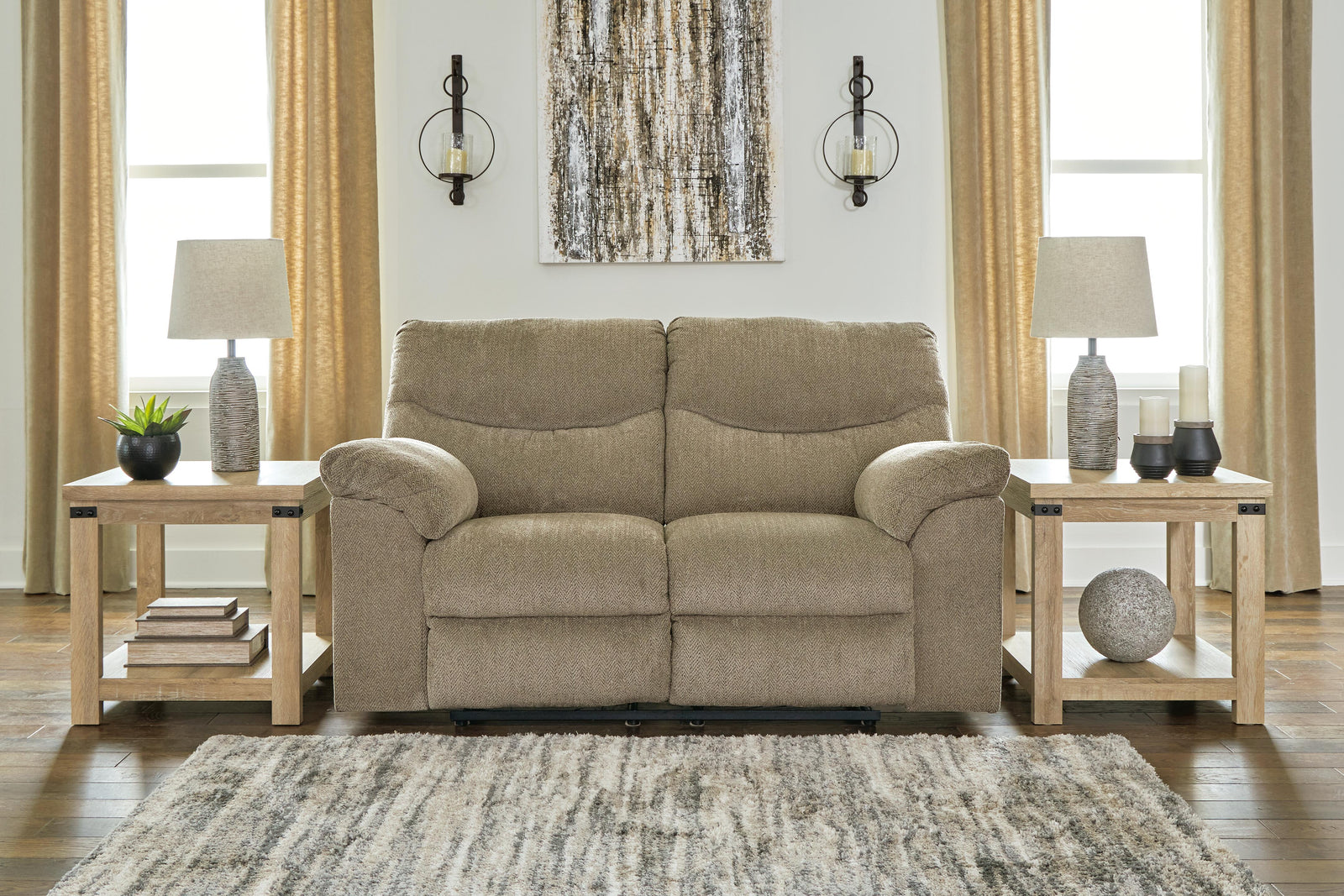 Alphons Reclining Loveseat - Light Brown (2)