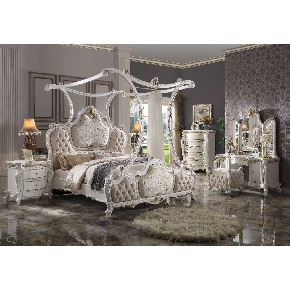 Picardy CK Bed in Fabric & Antique Pearl