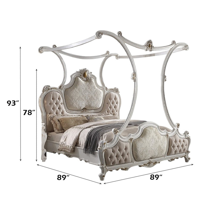 Picardy EK Bed in Fabric &amp; Antique Pearl - dimensions