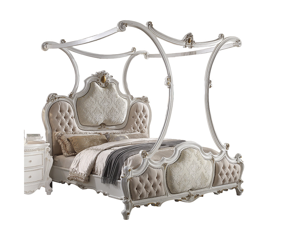Picardy EK Bed in Fabric & Antique Pearl