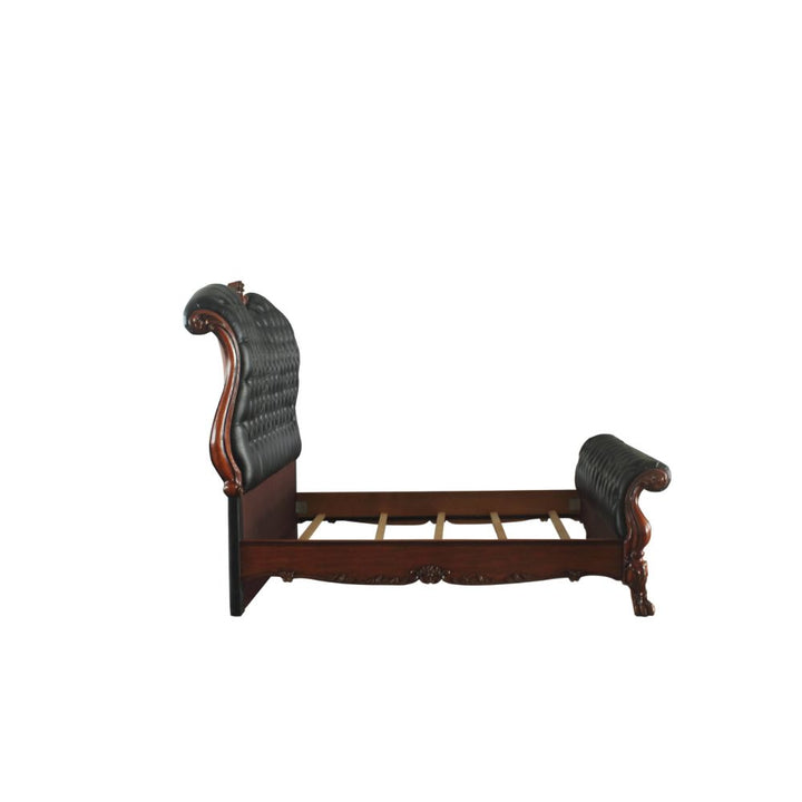 Dresden Queen Bed in Leatherette &amp; Cherry Oak